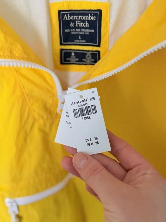 Abercrombie & Fitch Bright Yellow Hooded Anorak Pullover - Picture 3 of 5